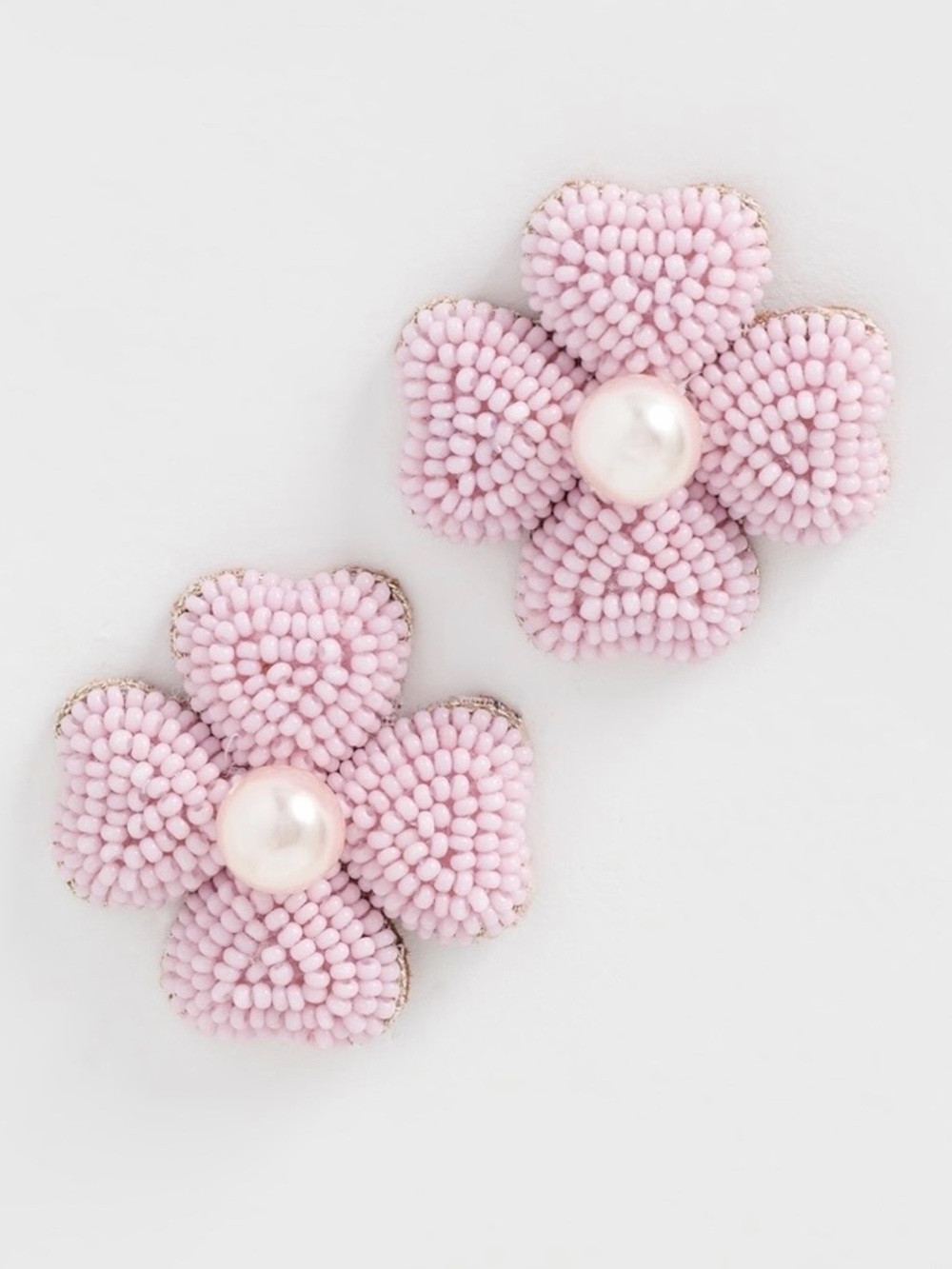 Deepa Gurnani Flower Earrings of Pink Beads and Pearl Center. Brand new!